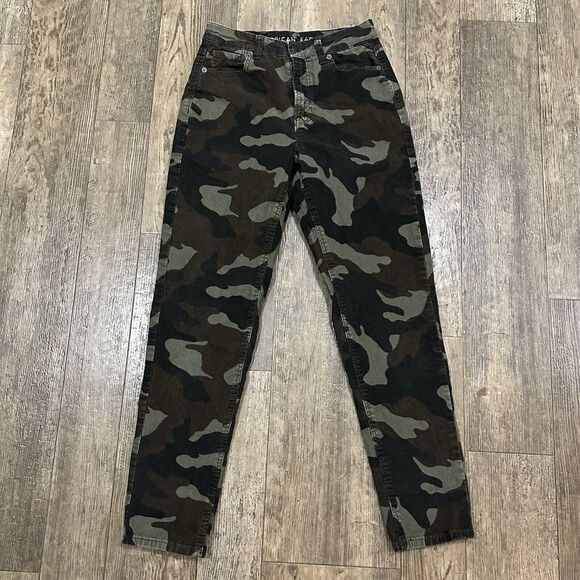 American Eagle MOM JEAN Size 0 Army Green Camo Mid Rise Corduroy Pants 25x27.5 - Picture 8 of 12